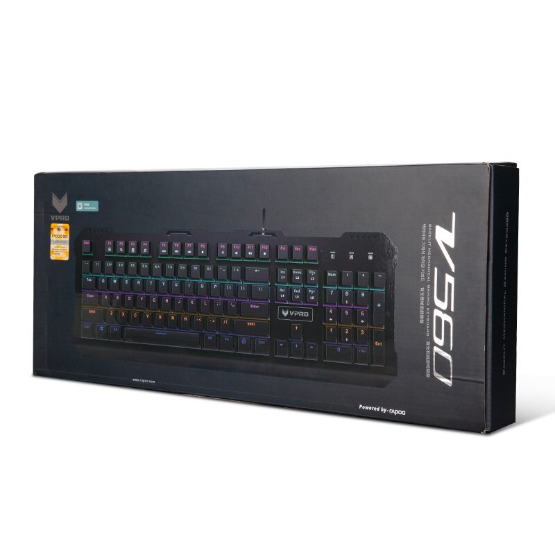 Bàn phím cơ Rapoo V560 màu đen - Blue switches, USB, Đèn LED RGB