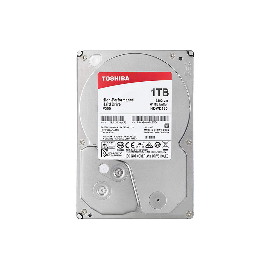 Ổ cứng gắn trong P300 Toshiba 1TB - 3.5 inches, 7200rpm, SATA3/64MB - HDWD110UZSVA