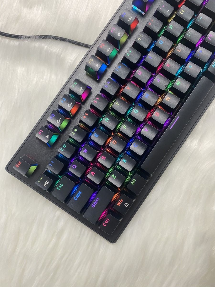 Bàn Phím Cơ Gaming Newmen Blue Switch GE87R TKL - Led Xuyên Chữ, USB, Màu Đen
