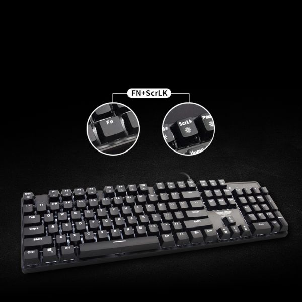 Bàn Phím Cơ Gaming Newmen Blue Switch GM330 Diy - Single Led - USB, Màu Đen, Tặng Kèm Bộ Keycap Trắng