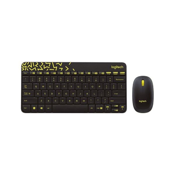 Bộ Bàn Phím Chuột Không Dây Logitech MK240 - 2.4GHz, Màu Đen-Vàng, TKL 65%, Pin AAA*2; Đầu Thu Nano