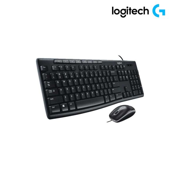 Bộ Bàn Phím Chuột Có Dây Logitech MK200 - USB 2.0, Màu Đen, , Full Size