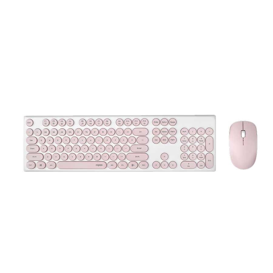 Bộ Bàn Phím Chuột Không Dây Rapoo X260 - 2.4GHz, Màu Hồng, Full Size, 1300DPI